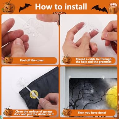 Arosche Extra Large Halloween Garage Door Cover 6 * 16Ft Horror Scary Witches Pumpkins Bats Decorations Background Party Supplies for Garage Door Cover, Phoyography, Party Decorations - Image 3