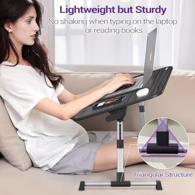 Nearpow Laptop Bed Tray Table, Adjustable Laptop Bed Stand, Portable Standing Table with Foldable Legs, Foldable Lap Tablet Table for Sofa Couch Floor - Medium Size - Image 4