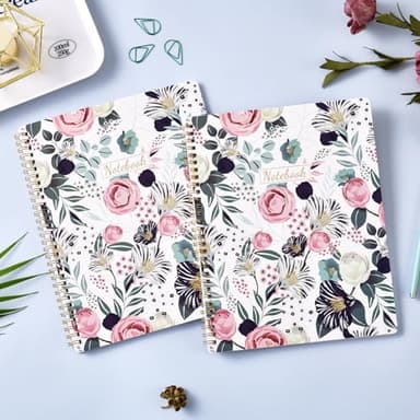 Spiral Notebook - Notebooks Spiral Bound, 8.5" * 11", Journal Notebook with Thick Paper & Back Pocket, 110 Pages, with Twin-Wire Binding, Journals for Women, College Ruled Notebooks - Floral - Image 2
