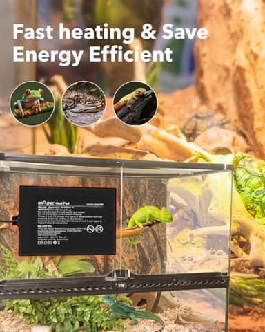 BN-LINK Reptile Heat Pad 8"X12" 16W for 30-40gal Under Tank Terrarium Heating Mat Waterproof for Turtle, Lizard, Frogs, Snake, Hermit Crab - Image 7
