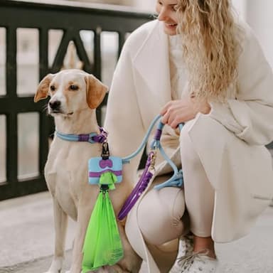 Dog Poop Bag Holder Mini,Hands Free Poop Bag Holders with Hook & Clip & Snap,Durable Dog Leash Attachment for Walking,Bags EXCLUDED,Sky Blue - Image 8