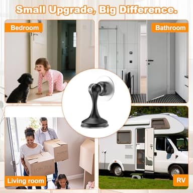 Crosize Magnetic Door Stoppers 2 Pack, Stainless Steel Door Stops, Wall-Mounted and Floor Mounting Metal Doorstops, Door Holder Keep Door Open, No Drilling Door Stop with Adhesive Tapes, Black - Image 7
