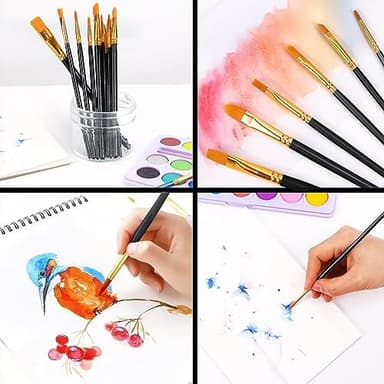 Acrylic Paint Brush Set, (20 Packs /200 pcs) Nylon Hair Brushes for Oil and Watercolor, Perfect Suit of Art Painting, Best Present for Painting, Black - Image 5