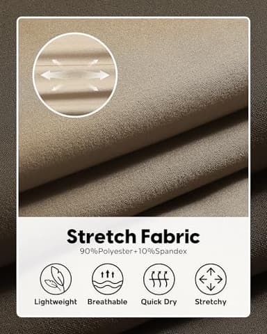 maamgic Men's 5 Inseam Shorts Casual Classic Fit Short Men with Multi-Pocket Mens Workout Shorts Hybrid Quick Dry Shorts Khaki Medium - Image 2