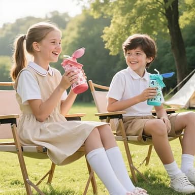 Fimibuke Kids Insulated Water Bottle with Straw Lid & Handle - 14oz BPA FREE 18/8 Stainless Steel Metal Tumbler Leak Proof Double Wall Vacuum Kids Cup Toddler Water Bottle for School Boys Girls - Image 2