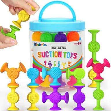 Textured Suction Bath Toys for Toddlers: 30 Pcs Silicone Baby and Toddler Sensory Fine Motor Toys - Great for Autism/ADD/ADHD - Christmas Stocking Stuffers Indoor Outdoor Travel - Image 1