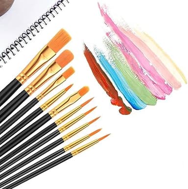 Acrylic Paint Brush Set, (20 Packs /200 pcs) Nylon Hair Brushes for Oil and Watercolor, Perfect Suit of Art Painting, Best Present for Painting, Black - Image 7