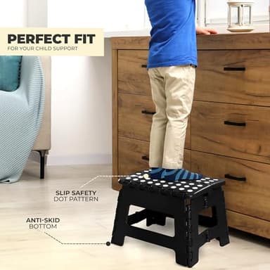 Utopia Home Folding Step Stool - (Pack of 1) Foot Stool with 9 Inch Height - Holds Up to 300 lbs - Lightweight Plastic Foldable Step Stool for Kitchen, Bathroom & Living Room (Black) - Image 3