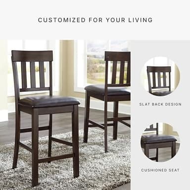 Signature Design by Ashley Haddigan 24" Counter Height Upholstered Barstool 2 Count, Dark Brown - Image 6