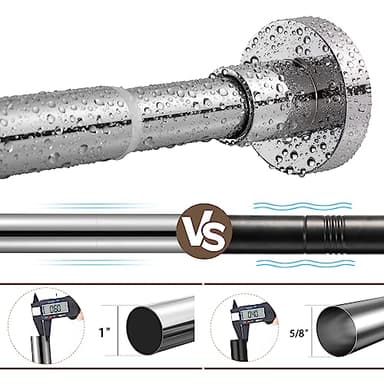 BRIOFOX Shower Curtain Rod Adjustable 32-61 Inch, Spring Tension Shower Rod No Drilling Non Slip, Chrome - Image 5