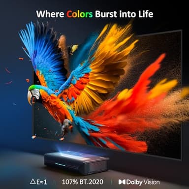 NexiGo Aurora Pro, Ultra Short Throw 4K Tri-Color Laser Projector, 2400 Lumens, Screen Adoption, Dynamic Laser Dimming, Dolby Vision & Atoms, HDR10, HLG, Active 3D, 60W Speakers, UST Laser TV, PJ92 - Image 3