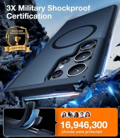 TORRAS Magnetic Shockproof for Samsung Galaxy S24 Ultra Case, [18N Mighty Magnetic] [12FT Military Grade Drop Tested] [Compatible with MagSafe] Protective Slim Case for Samsung S24 Ultra Case, Black - Image 2