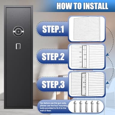 8-12 Gun Safe,Gun Safe for Rifles and Pistols,No Assembly Required,Biometric Fingerprint Large Rifle Safes for Home,Alarm System,Adjustable Rack,Silent Mode - Image 8