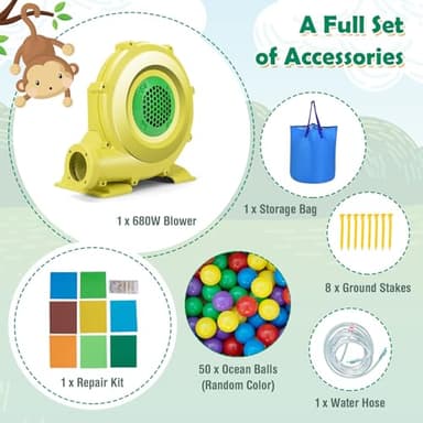 BOUNTECH Inflatable Water Slide, Jungle Kids Water Park Jump Castle with Long Slide, Splash Pool, Water Slides Inflatables for Kids, Blow up Backyard Party Outdoor Water Slide Bounce House with Blower - Image 4