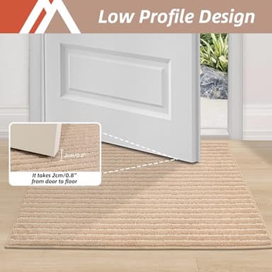COSY HOMEER Indoor Door Mat Floor Mats Dirt Trapper Wet Shoes and Paws, Front Door Outside Entry Welcome Outdoor Entrance Dog Cat Mat, Anti Slip Washable, 32"x48",Beige - Image 3
