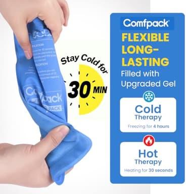 Comfpack Soft Ice Packs for Sports Injuries, Long Lasting Multipurpose Gel Ice Pack with Dual Temperatures for Muscle Pain Relief & Strains, Handheld Design Cold Pack for Head, Shoulder, Knee, Ankle - Image 8