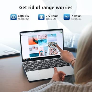 VGKE 15.6" Laptop Computer, 1920 * 1080p Student Laptop with Backlit Keyboard, 12GB DDR4 RAM 256GB SSD, Intel Celeron Quad-Core J4125 Processor, Fingerprint Reader, Webcam, Silver - Image 6