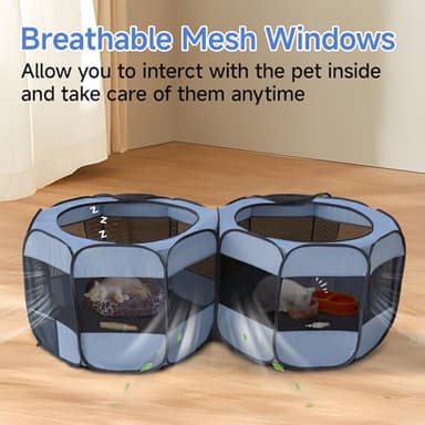 2-in-1 XLarge Pop Up Dog Playpen, Cat Puppy Pet Playpen, Indoor Outdoor Cats Enclosed, Cat Tent Crate Cage Kennel, Portable Playpen for Kitten and Small Animals(No Divider, Unified Space) - Image 9