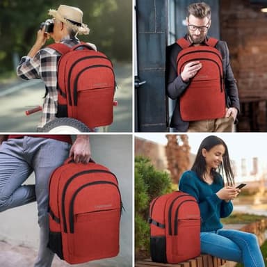 Lapsouno Large Backpack, Travel Laptop Backpack, Carry on Backpack, Sturdy 17 Inch TSA Friendly with USB Port, Water Resistant College School Bag Gifts for Men Women, Wine Red - Image 7