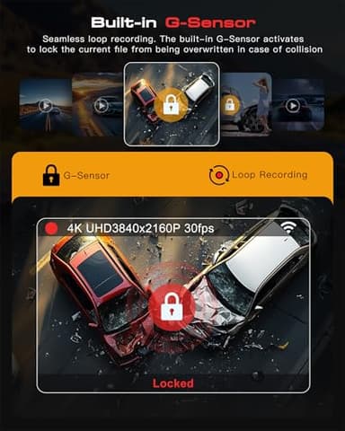 3 Channel 4K Dash Cam, Dash Camera for Cars with STARVIS 2 HDR Night Vision, 4K+1080P+1080P Front Inside and Rear Triple Car Camera, GPS, 24H Parking Mode, Free 64GB Card - Image 6