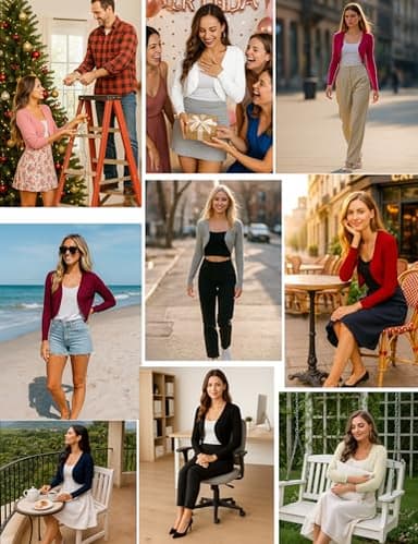 U.Vomade Women's Long Sleeve Cropped Cardigan Sweaters Jackets Open Front Shrugs for Dresses Black M - Image 4