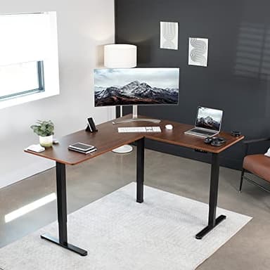 VIVO Electric Corner 63 x 55 inch L-Shaped Standing Desk, Memory Height Adjustment, Dark Walnut Top Black Frame, DESK-E3CTD - Image 8