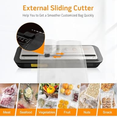 MEGAWISE 2025 Powerful Vacuum Sealer Machine | Compact Design | One-Touch Automatic | Seal in 10-20 Seconds | Dry, Moist, Wet, and Cold Modes | With 10 Vacuum Bags & Built-in Cutter (Grey) - Image 5