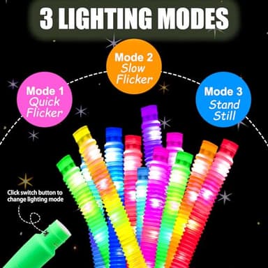 Urchoice 24PACK Light Up Glow Sticks, LED Pop Tubes for Kids Party Supplies - Ideal for Party Decorations, Birthday Giveaways and Holiday Celebrations - Toddlers Goodie Gift Bag Stuffer Fillers - Image 5