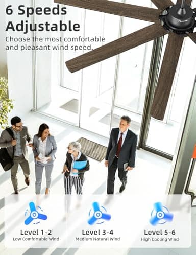 Arecovas 72 Inch Large Ceiling Fans with Lights and Remote, Black Ceiling Fan with Quiet DC Motor, 3CCT Dimmable, 3 Downrods, 8 Dual Finish Blades Industrial Ceiling Fan for Kitchen Living Room Patio - Image 3