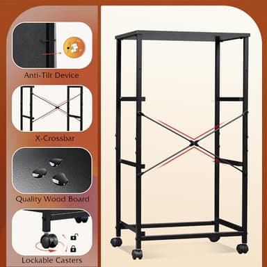 WLIVE Dresser with 3 Drawers, Fabric Nightstand, Cabinet with Wheels, Organizer Storage Dresser for Bedroom, Office, Closets, Black Dresser with Sturdy Steel Frame, Easy Pull Handle - Image 6