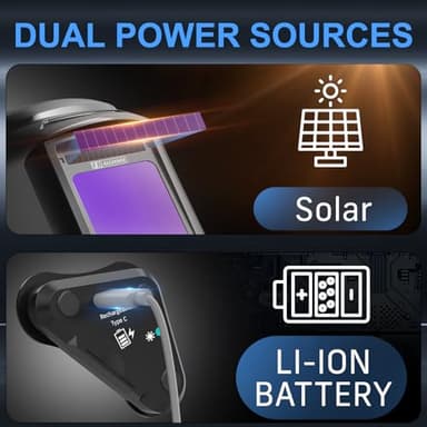 3.94”×3.82” Large Viewing Welding Helmet, True Color Auto Darkening Welding Helmet, Solar/Rechargeable Battery Power Welding Hood With 4 Arc Sensor, Wide Shade 4/5-9/9-13 Welding Mask For TIG MIG ARC - Image 6