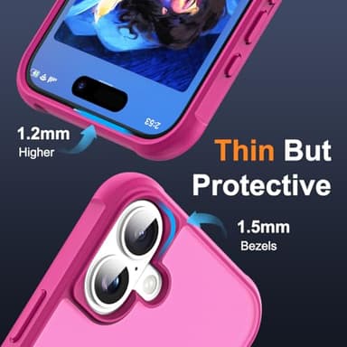 SKYLMW Compatible with iPhone 16 Case with Invisible Magnetic O-Ring Stand Military-Grade Translucent Case for iPhone 16 6.1" [Compatible with Mag-Safe][Great Grip Feeling], Rose - Image 6