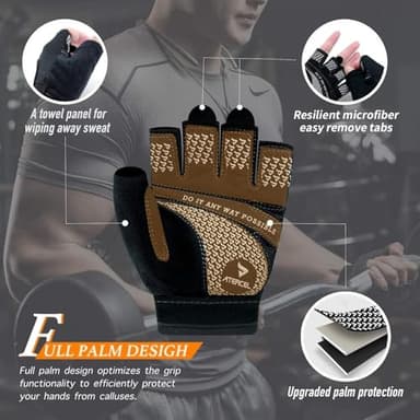 ATERCEL Weight Lifting Gloves Full Palm Protection, Workout Gloves for Gym, Cycling, Exercise, Breathable, Super Lightweight for Men and Women(Black, S) - Image 2