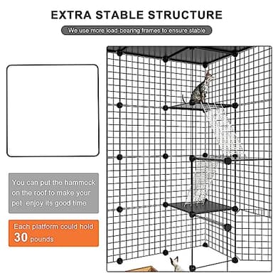 PAWING Cat Large Enclosure - DIY Catio Ideal for 1-3 Cats, Indoor & Outdoor, Detachable Metal Wire Kennel, 2x3x4 Exercise Place - Image 6