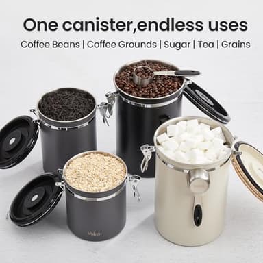 Veken Coffee Canister, 39OZ Large, Airtight Stainless Steel Food Storage Container for 2.2lbs Coffee Beans, Ground, Sugar, Tea, Flour, Cereal, Kitchen Bar Accessories with Date Tracker & Scoop, Gray - Image 9