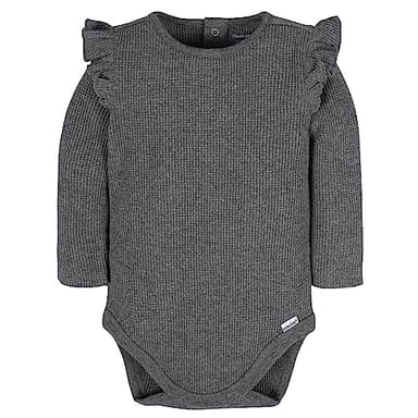 Gerber Baby Girl's 2-Pack Long Ruffle Sleeve Onesies, Confetti - Image 5