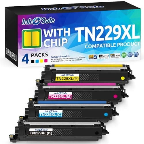 INK E-SALE TN229XL 229XL TN229 XL Compatible Toner Cartridge (with Chip) Replacement for Brother HL L3220CDW L3280CDW L3295CDW L3300CDW L8245CDW MFC L3720CDW L3765CDW L3780CDW Printers (4 Packs) - Image 1