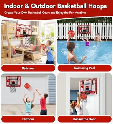 Basketball Hoop Indoor for Kids-Over The Door Mini Basketball Hoop with LED Light, Scoreboard, Remote Control and 3 Modes & Balls-Boys Girls Toys for Ages 3 4 5 6 7 8 9 10 + Years Old Birthday Gifts - Image 8