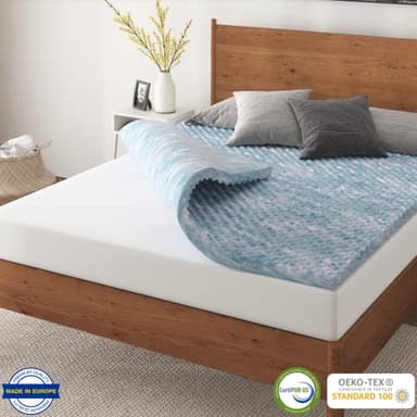 NapQueen 3 Inch Swirl Egg-Shell Cooling Gel Memory Foam Mattress Topper, CertiPUR-US Certified, Twin,Blue - Image 11