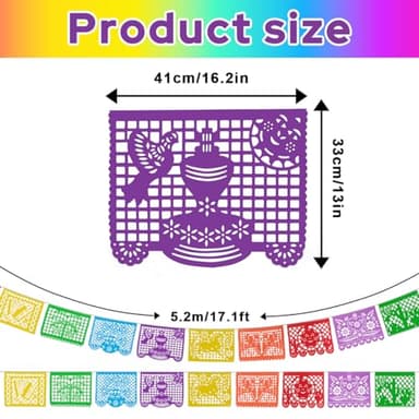 Lctevvn 6 Packs 108 Ft Fiesta Party Decorations Mexican Party Banners Papel Picado Banners Cinco De Mayo Decorations Dia De Los Muertos Decor Mexico Halloween Banner Birthday Party Decorations (6pack Banners) (Multicolour-6Packs) - Image 3