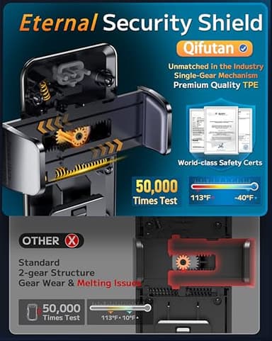 Qifutan Dash Mounted Holders Phone Holders for Your Car Phone Mount for Car Windshield Dashboard Air Vent Universal Desk Mounts Hands Free Automobile Cell Phone Holder Fit for iPhone Smartphone - Image 8