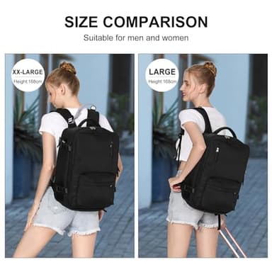 Large Travel Backpack Women Carry On Hiking Backpack Waterproof Outdoor Sports Casual Daypack Personal item Travel Bag Airplane Essentials Spirit Airline Flight Approved Shoes Compartment Men,Black - Image 2