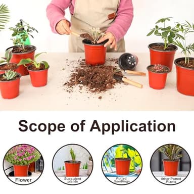 JNYONG 6 Inch 120 Pack Plastic Nursery Pots with Drainage Holes,Plastic Seed Starting Pots, Reusable Seedling Flower Plant Container for Succulents, Seedlings, Cuttings, Transplanting - Image 4