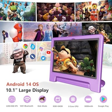 ITDULCET Kids Tablet, 10 inch Android 14 Tablet for Kids, 8GB RAM 64GB ROM Octa-Core Fast-Charging Battery Toddler Tablets with Shockproof Case, Bluetooth, WiFi, Parental Control, Dual Camera, GPS - Image 2