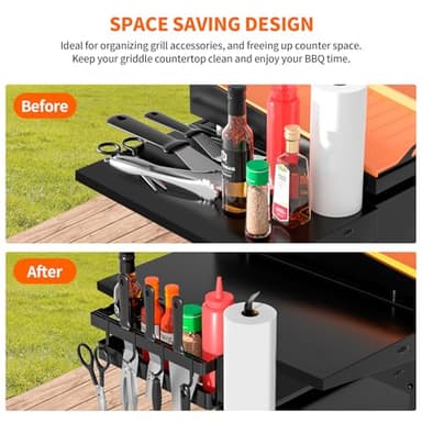 GAGUIUP Griddle Caddy for Blackstone 17"/28"/36" Griddles/Prep Cart, Grill Caddy Blackstone Griddle Accessories Storage Organize with Paper Towel Holder & 4 Hooks for Outdoor BBQ Grill Accessories - Image 2