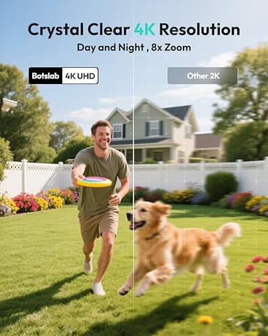BOTSLAB Security Cameras Wireless Outdoor, 4 Cam-Kit with HomeBase, 4K Color Night Vision, Solar Security Camera System with 360° Pan&Tilt, No Monthly Fee, 32GB Local Storage Up to 16TB,AI Recognition - Image 2