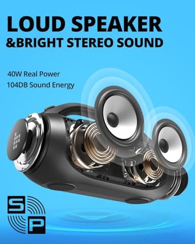 Tronsmart Bang SE Portable Bluetooth Speaker, Colorful LED and 40W Wireless Stereo to Infuse Your Party, Ultra Lightweight Portable Design and IPX6 Waterproof, Suitable for Party/Outdoor/Travel - Image 4
