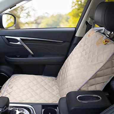 Bark Lover Deluxe Dog Seat Cover for Front Seat-More Durable Waterproof Front Seat Protector, High Heat Resistant and Nonslip Front Seat Cover for Dogs Kids, Universal Size (Beige) - Image 3