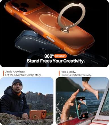 TORRAS Ostand Q3 Air for iPhone 17 Pro Case 6.3'' with Stronger Magnetic Stand, Fit for Magsafe, Airbags Miltary Protection, Camera Control for iPhone 17 Pro Case, Shockproof & Stylish, Midnight Blue - Image 3