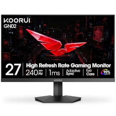 KOORUI GN02 27-inch 240Hz Gaming Monitor, 1ms FHD 1080p, G-SYNC and FreeSync Premium, HDMI 2.0/DP 1.4, Xbox PS5 Switch Ready, VESA, Tilt, Black - Image 1